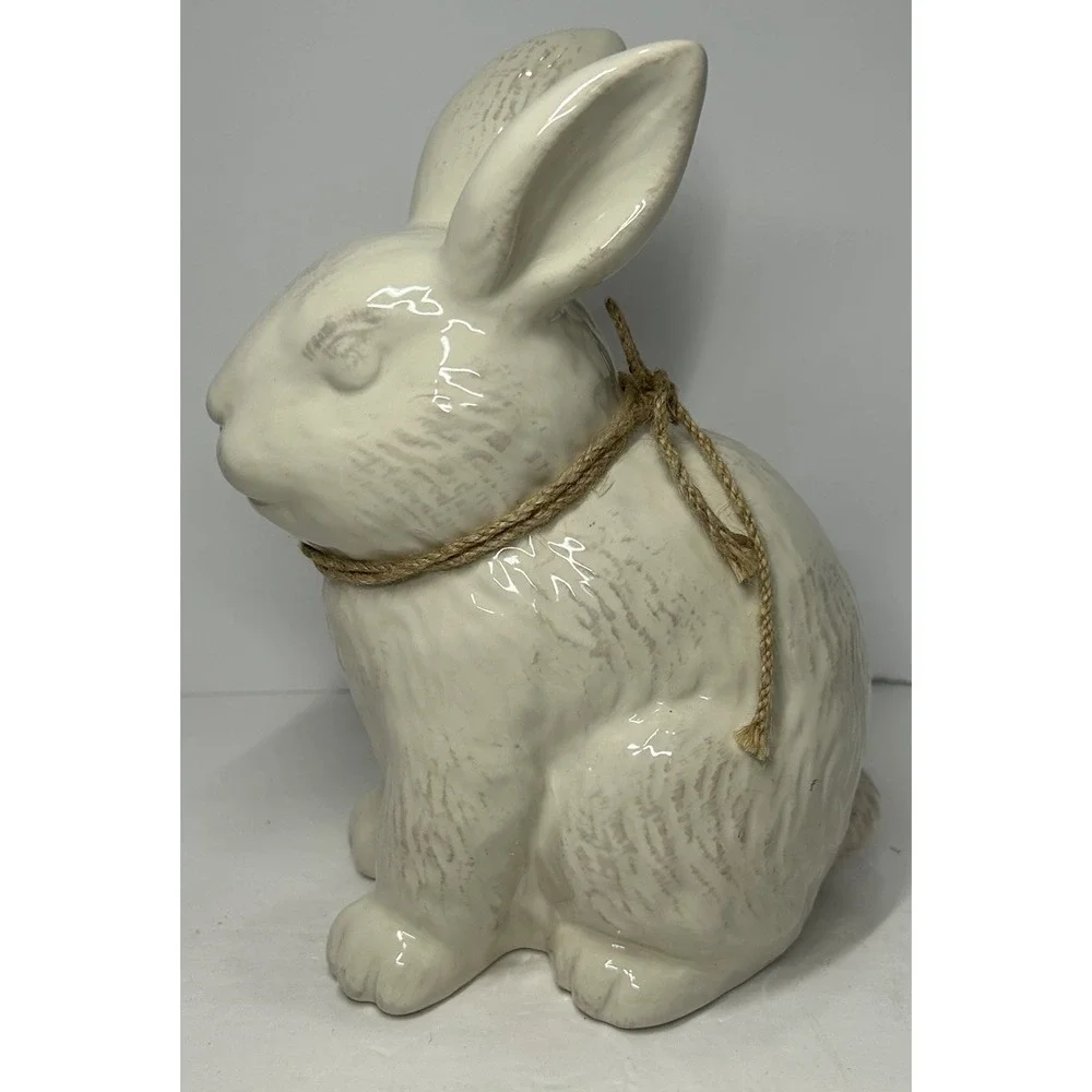 Rabbit‎ Figurine Ceramic White 8.5